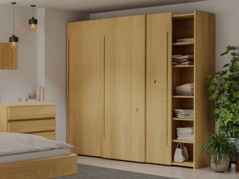 Eichenschrank Hell „Viktor", 3-türig, Höhe 220 cm mit Griff C