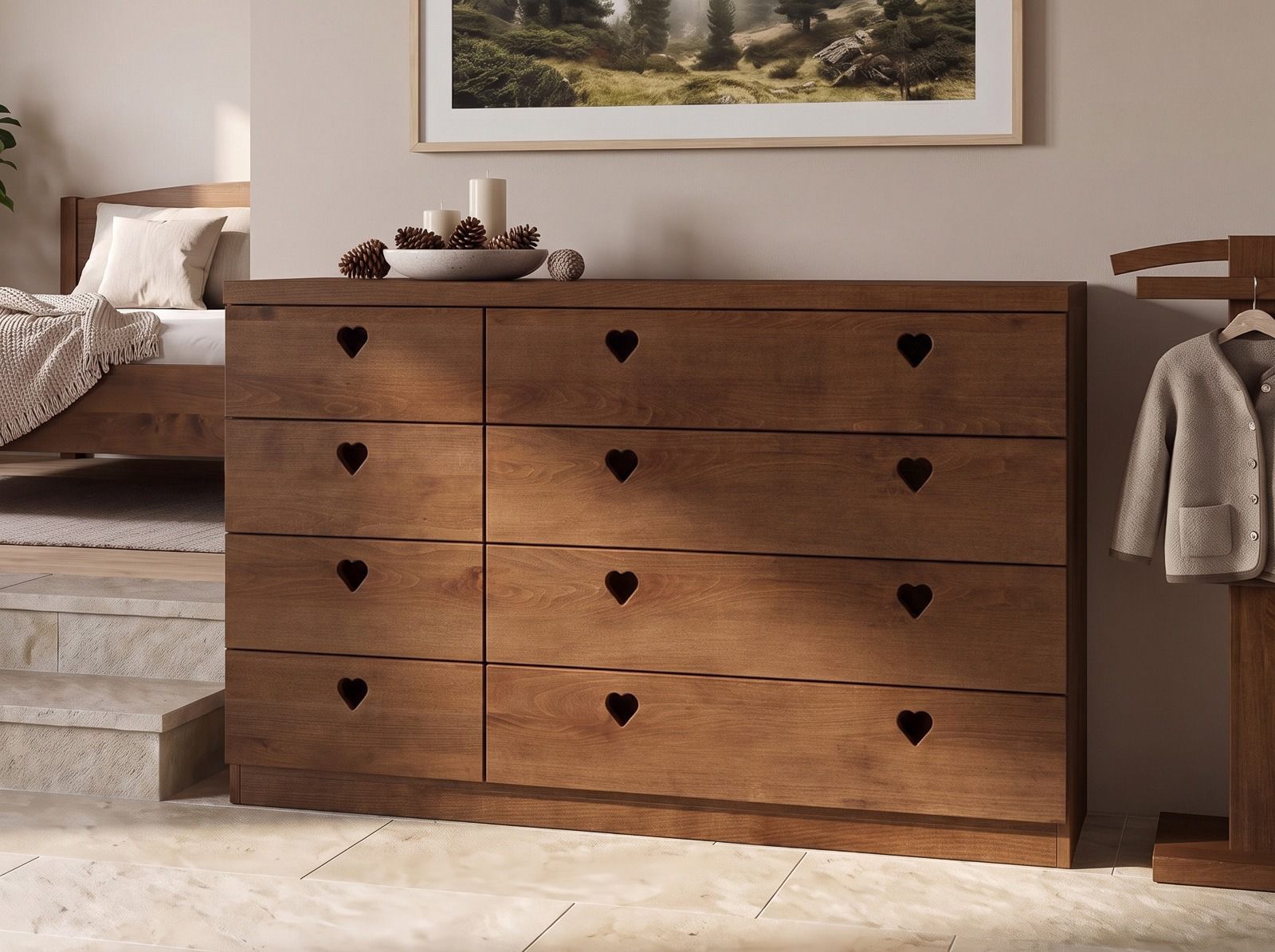 Kommode Kernbuche Dunkel „Heidi“ 150 cm