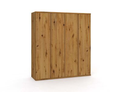 Wildeichenschrank „Romana“, 4-türig, Höhe 220 cm, Griffausführung „Patrizia“