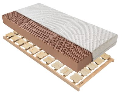 Schlafsystem aus biologischer Kaltschaummatratze "medium" mit Bio-Bezug und Tellerlattenrost