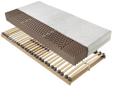 Schlafsystem „Franz & Bruno" extrastark für kräftige, schwere Personen, besteht aus der Bio-Kaltschaummatratze „Franz“ und dem stabilen Lattenrost  „Bruno"