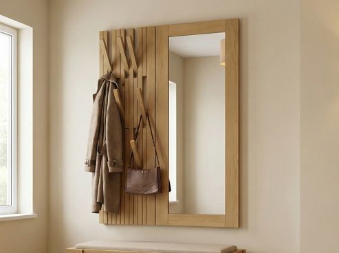 Garderobe „Agnes“ aus Eiche Hell mit Spiegel rechts