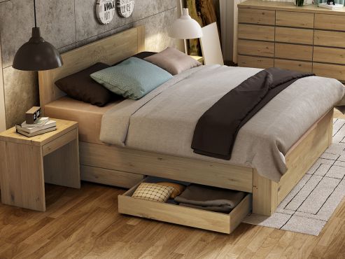 Wildeichenbett „Alois“ Boxspring