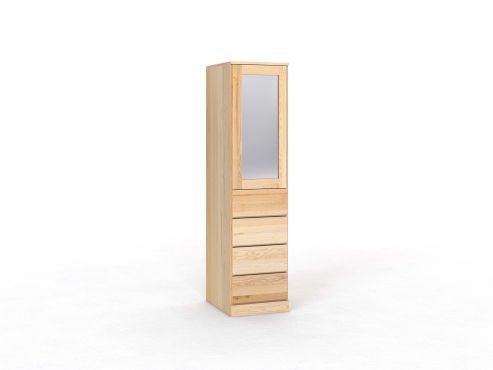 Eschenschrank „Alpenrose“, 1-türig, Höhe 210 cm, Griffleiste A („Patrizia"), mit Schubladen, Türanschlag links
