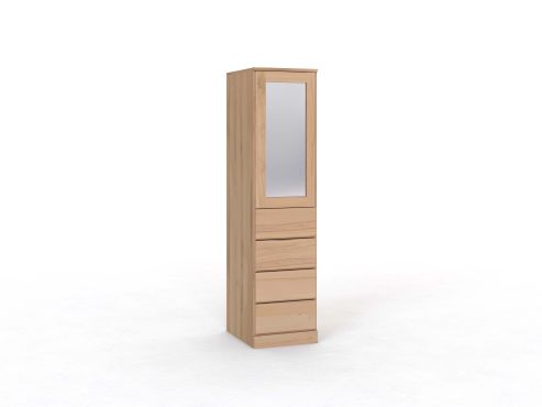 Buchenschrank „Alpenrose“, 1-türig, Höhe 210 cm, Griffleiste A („Patrizia"), mit Schubladen, Türanschlag links