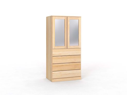 Eschenschrank „Alpenrose“, 2-türig, Höhe 210 cm, Griffleiste A („Patrizia"), mit Schubladen