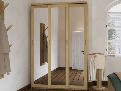 Schrank „Alpenrose" aus Eiche Hell, 3-türig schmal, Höhe 208 cm