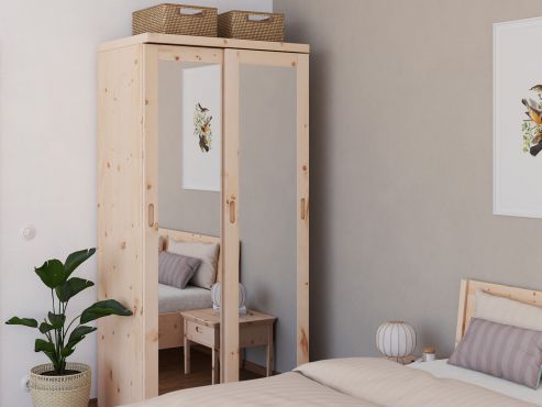 Zirbenschrank „Alpenrose", 2-türig schmal, Höhe 208 cm