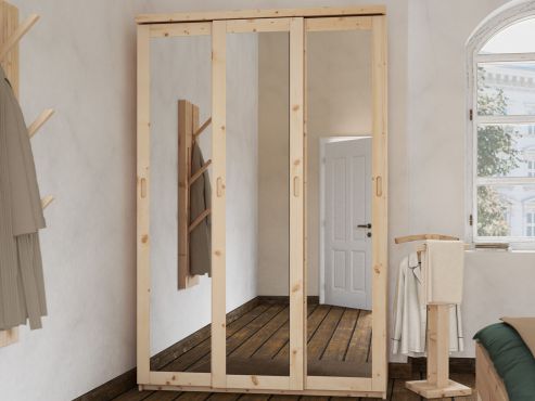 Zirbenschrank „Alpenrose", 3-türig schmal, Höhe 208 cm