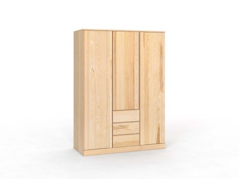 Eschenschrank „Arnika“, 3-türig, Höhe 210 cm, Griffausführung „Patrizia", mit Schubladen