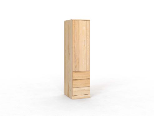 Eschenschrank „Arnika“, 1-türig, Höhe 210 cm, Griffausführung „Patrizia“, mit Schubladen, Türanschlag links