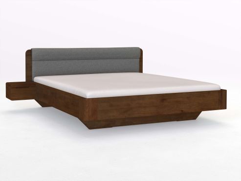 Buchenbett Dunkel „Clara“ mit 2 Nachttischen Griff: Grifflos