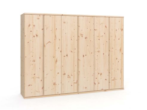 Zirbenschrank „Valentin“, 6-türig, Höhe 220 cm, Griffausführung „Patrizia“, Inneneinrichtung: A 