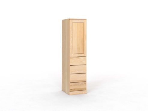 Eschenschrank „Edelweiß“, 1-türig, Höhe 210 cm, Griffleiste A („Patrizia"), mit Schubladen, Türanschlag links (optional)