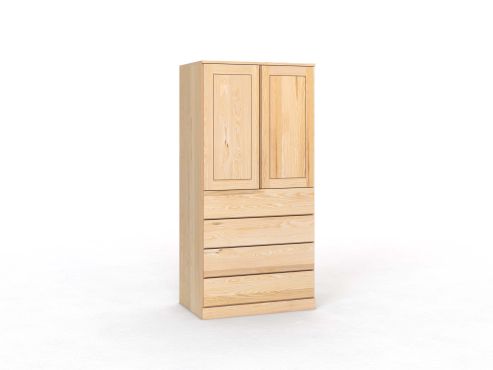 Eschenschrank „Edelweiß“, 2-türig, Höhe 210 cm, Griffleiste A („Patrizia"), mit Schubladen