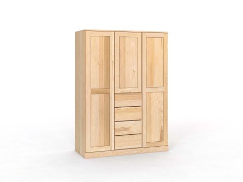 Eschenschrank „Edelweiß“, 3-türig, Höhe 210 cm, Griffleiste A („Patrizia"), mit Schubladen