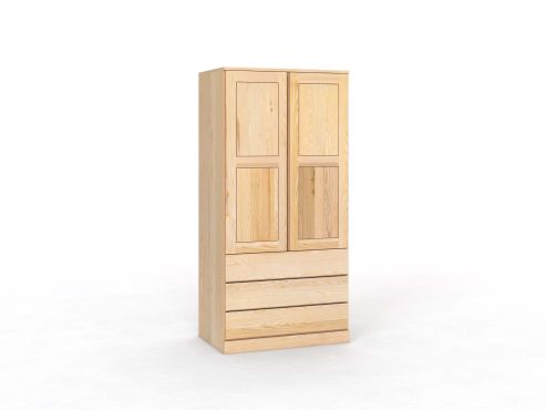 Eschenschrank „Enzian“, 2-türig, Höhe 210 cm, Griffleiste A („Patrizia"), mit Schubladen
