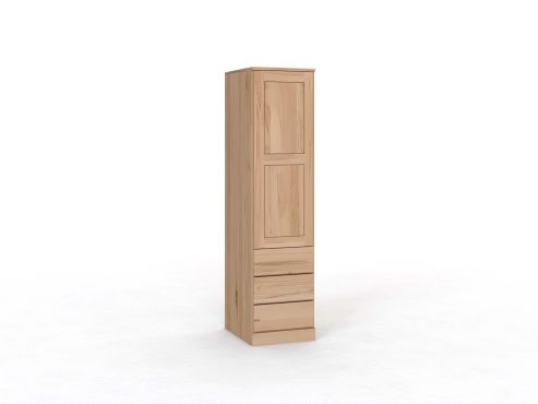 Kernbuchenschrank „Enzian“, 1-türig, Höhe 210 cm, Griffleiste A („Patrizia“), mit Schubladen, Türanschlag links