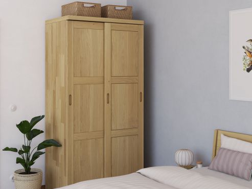 Schrank „Enzian" aus Eiche Hell, 2-türig schmal, Höhe 208 cm