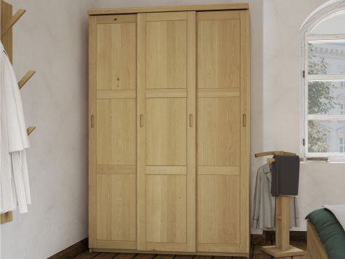 Schrank „Enzian" aus Eiche Hell, 3-türig schmal, Höhe 208 cm