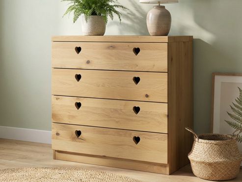 Wildeichenkommode Hell „Heidi“ mit 4 Laden