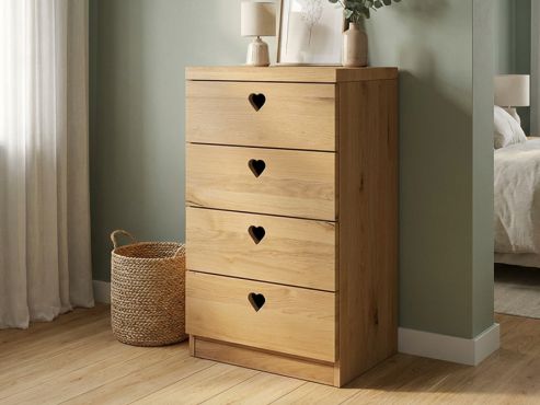 Wildeichenkommode Hell „Heidi“ mit 4 Laden