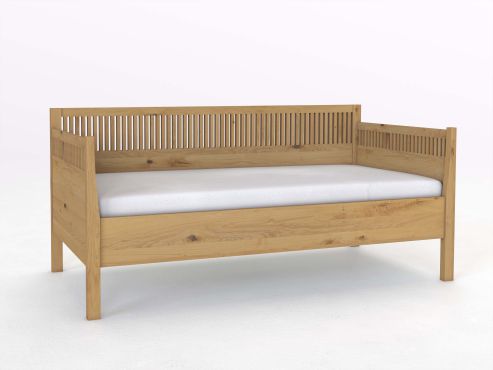 Sofabett „Julia“ aus Wildeiche Hell in den Maßen 90 x 200 cm - mit zwei Armlehnen