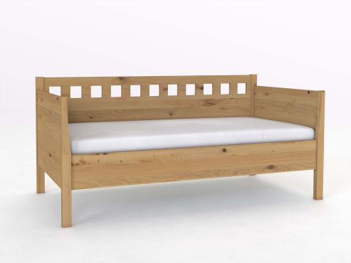 Sofabett „Katrin“ aus Wildeiche Hell in den Maßen 90 x 200 cm - mit zwei Armlehnen