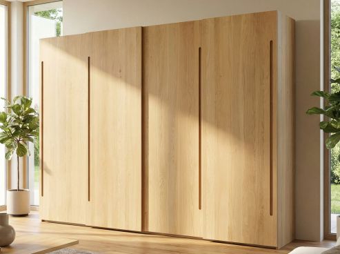 Schiebetürenschrank aus Eiche Hell „Ludwig“ 4-türig