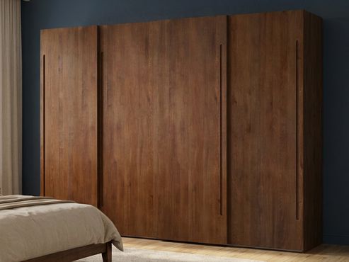 Buchenschrank Dunkel „Ludwig", 4-türig, Höhe 220 cm, Griff C