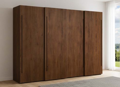 Buchenschrank Dunkel „Ludwig", 4-türig, Höhe 220 cm, Griff C