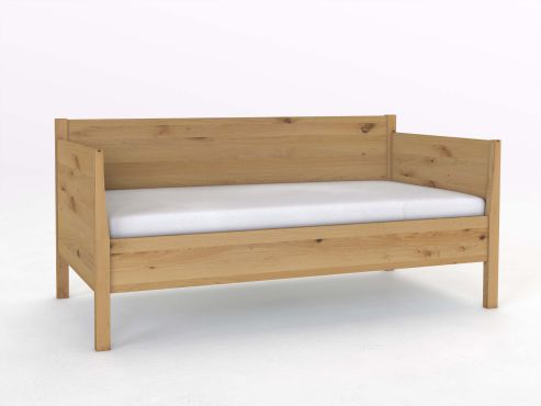 Sofabett „Melanie“ aus Wildeiche Hell in den Maßen 90 x 200 cm - mit zwei Armlehnen