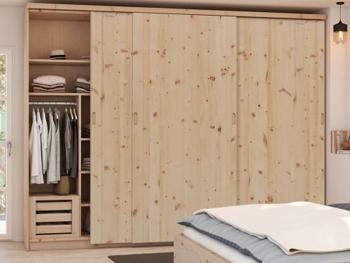 Zirbenschrank „Oskar", 3-türig breit, Höhe 233 cm