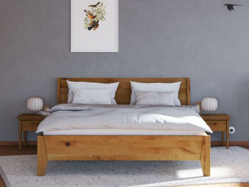 Bett „Benjamin“ aus Wildeiche in 180 x 200 cm - mit geradem Fußteil und ohne Gravur
