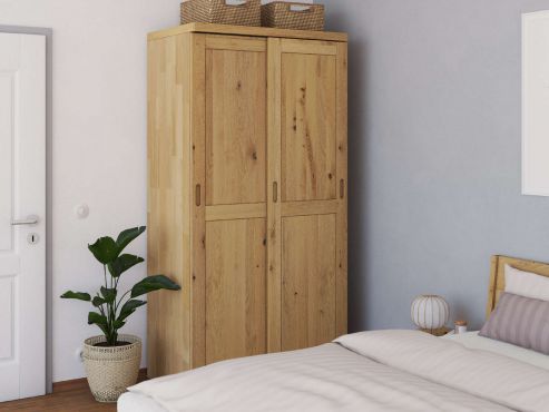 Schrank „Edelweiß" aus Wildeiche Hell, 2-türig schmal, Höhe 208 cm