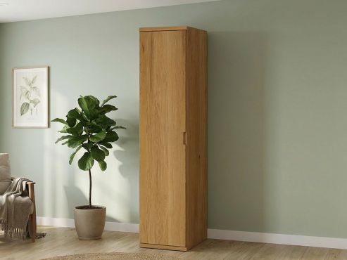 Eichenschrank „Romana“, 1-türig, Höhe 220 cm, Griffausführung „Lukas“,  Türanschlag rechts
