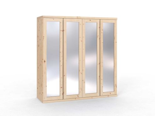 Zirbenschrank „Sandra“, 4-türig, Höhe 220 cm, Griffausführung „Patrizia“,  