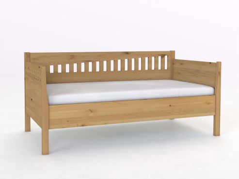 Sofabett „Stefanie“ aus Wildeiche Hell in den Maßen 90 x 200 cm - mit zwei Armlehnen