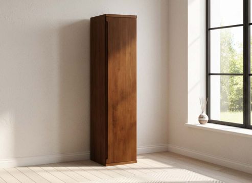 Buchenschrank Dunkel „Valentin“, 1-türig, Höhe 220 cm, Griffausführung „Lukas“, Inneneinrichtung: A, Türanschlag rechts