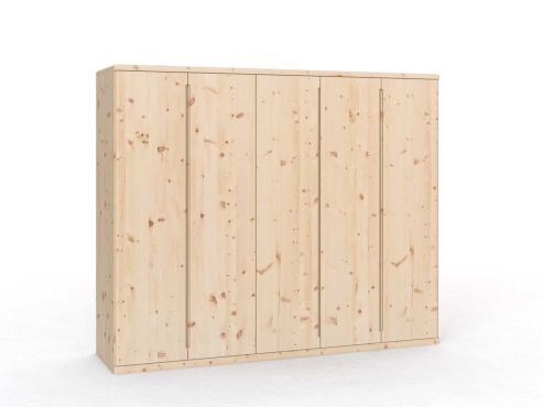 Zirbenschrank „Valentin“, 5-türig, Höhe 220 cm, Griffausführung „Lukas“,  