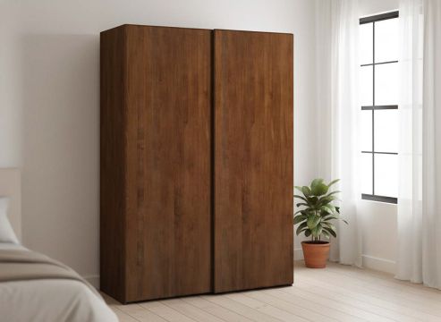 Kernbuchenschrank Dunkel „Viktor", 2-türig, Höhe 220 cm, Inneneinrichtung: A, Grifflos