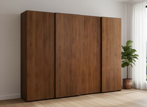 Buchenschrank Dunkel „Viktor", 4-türig, Höhe 220 cm, Grifflos