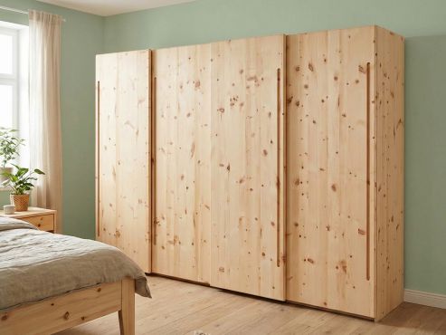 Zirbenschrank „Viktor", 4-türig, Höhe 220 cm, Inneneinrichtung: A, Griff: C