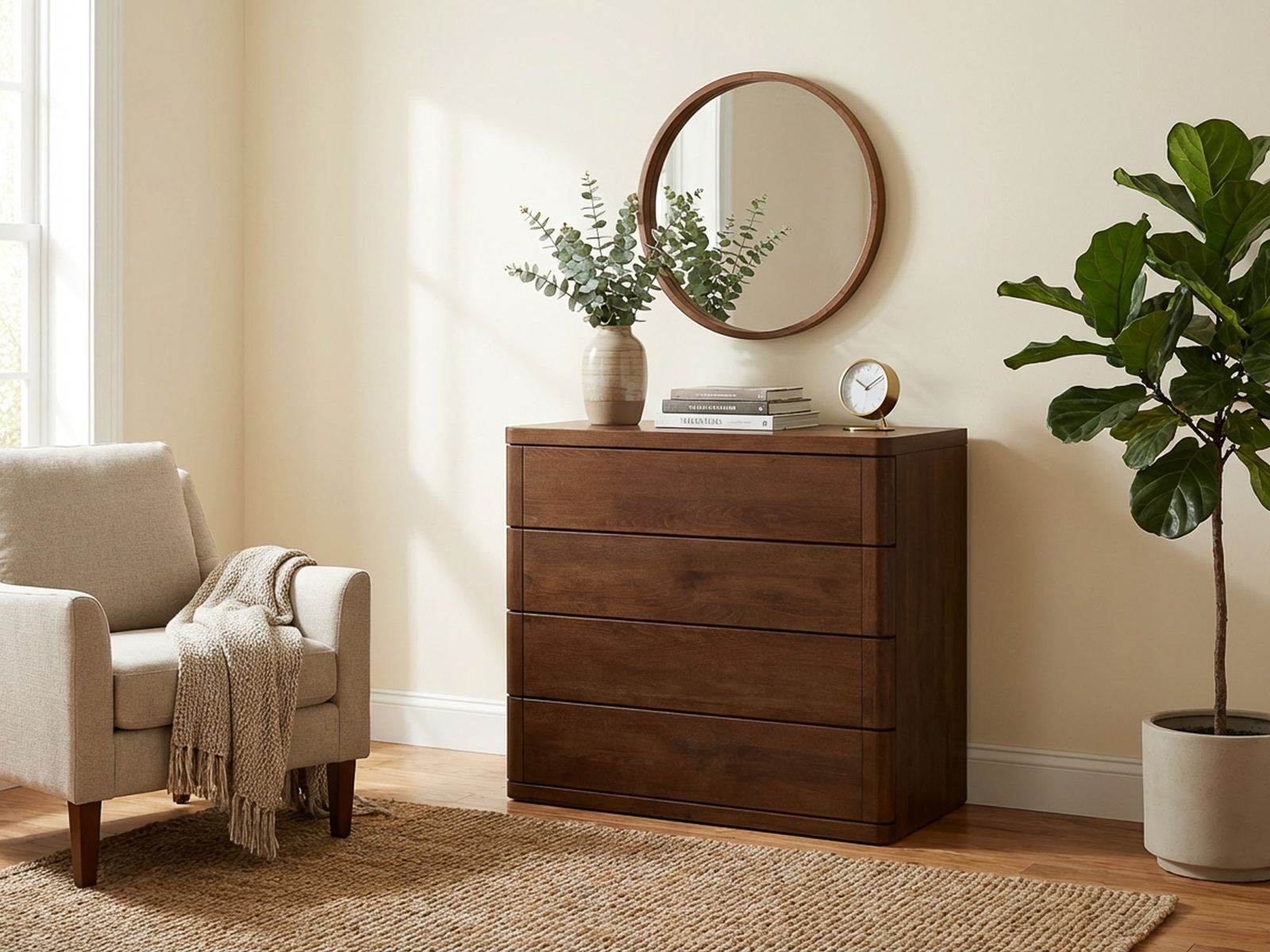 Dunkle Buchenkommode „Diana“ mit 4 Laden