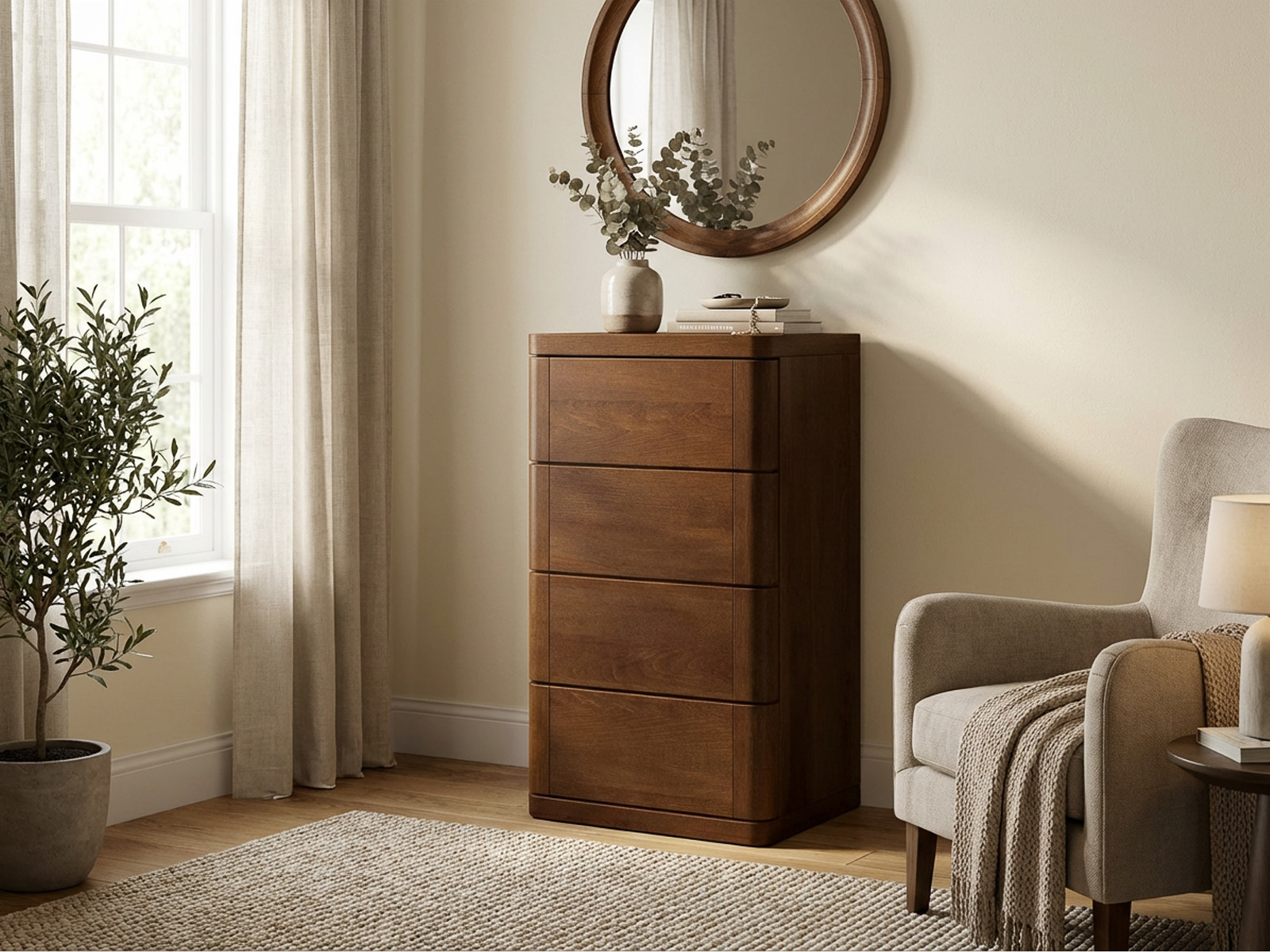 Buchenkommode Dunkel „Diana“ mit 4 Laden