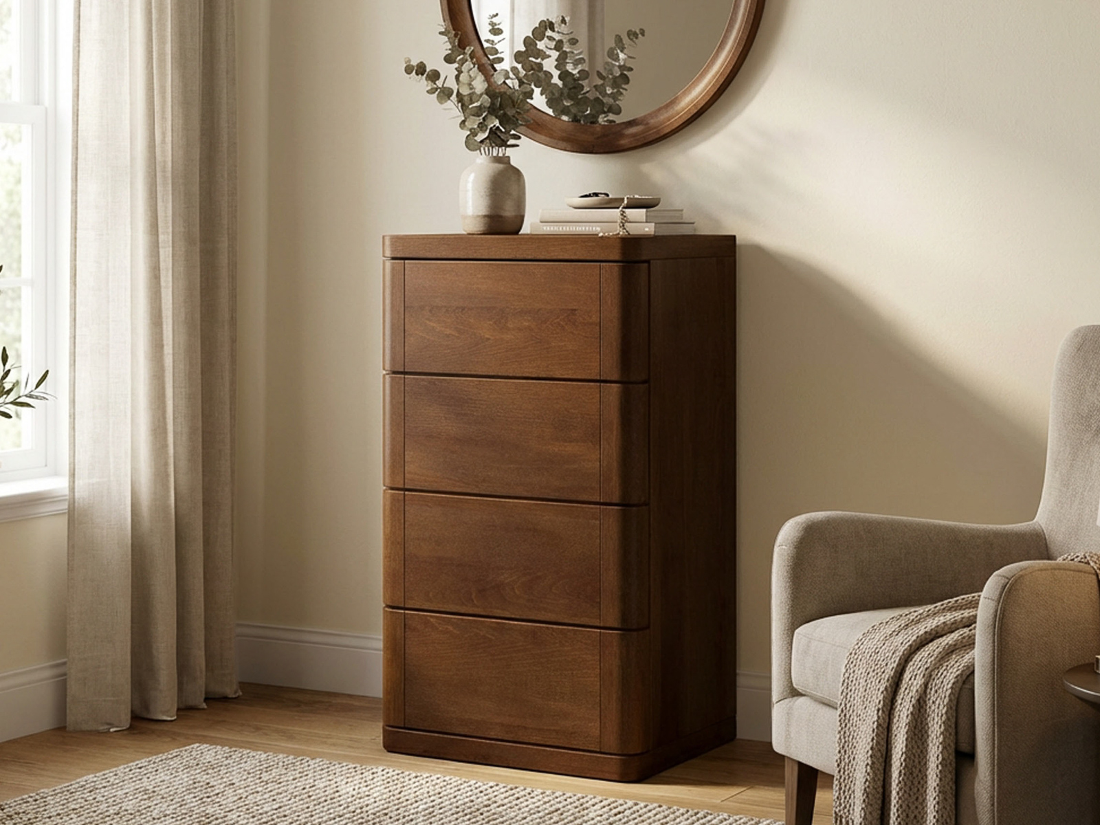 Buchenkommode Dunkel „Diana“ mit 4 Laden