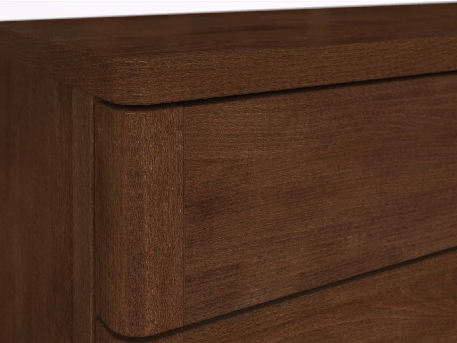 Gerundete Kanten - Buchenkommode Dunkel „Diana“ Detail