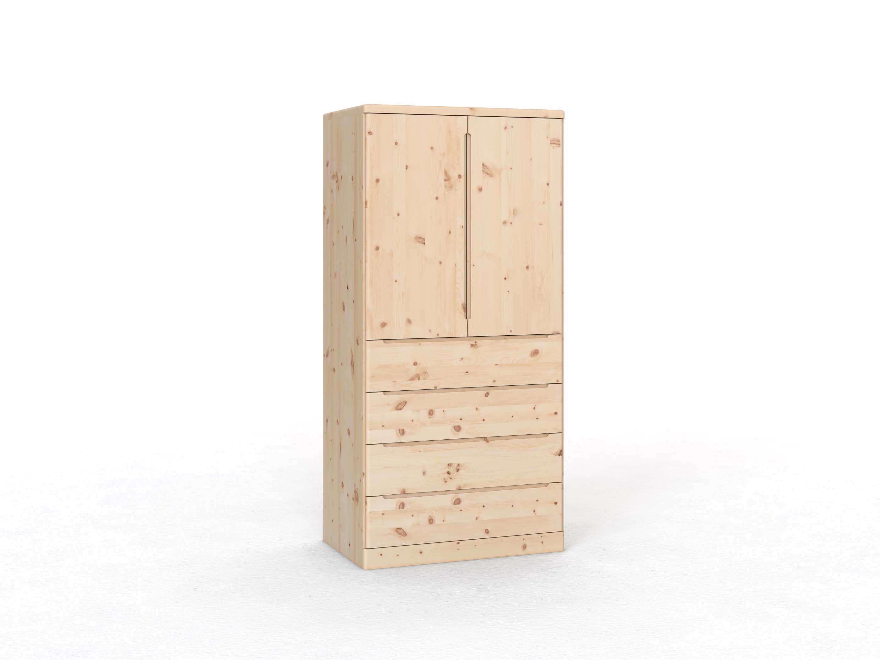 Zirbenschrank „Ramon“, 2-türig, Höhe 212 cm, mit Schubladen