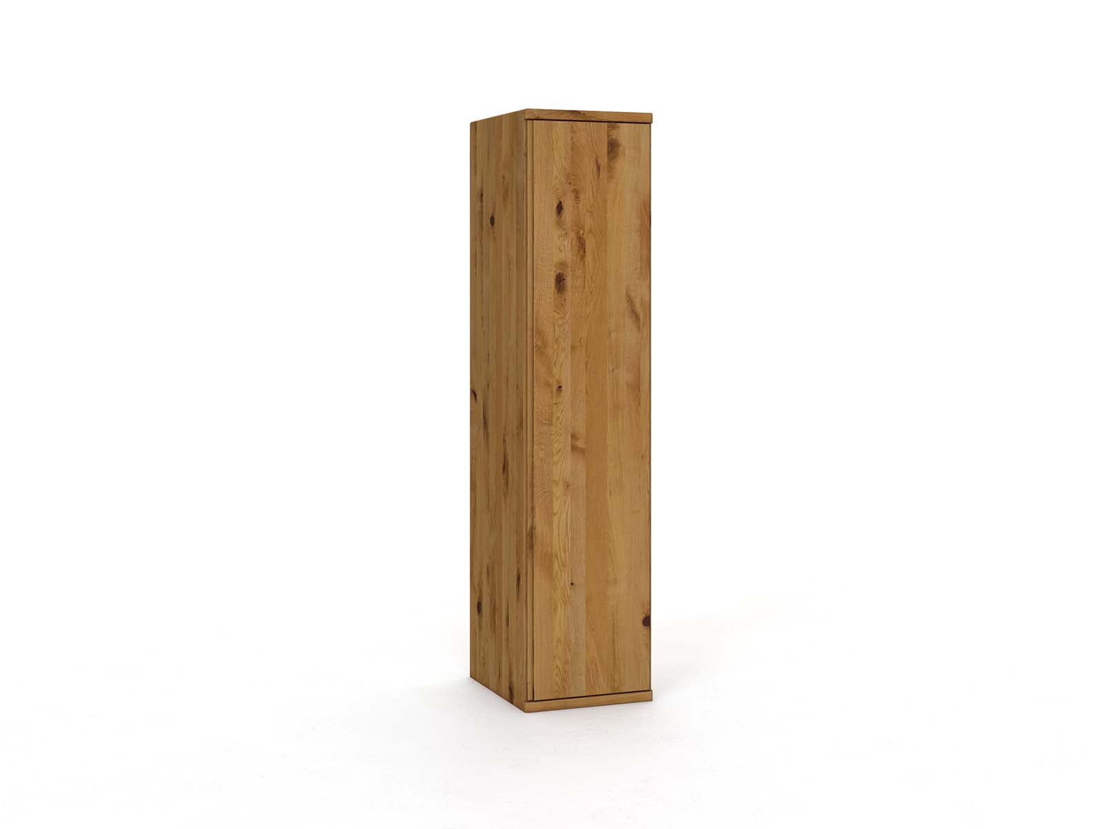 Wildeichenschrank „Valentin“, 1-türig, Höhe 220 cm, Griffausführung „Patrizia“, Türanschlag: rechts