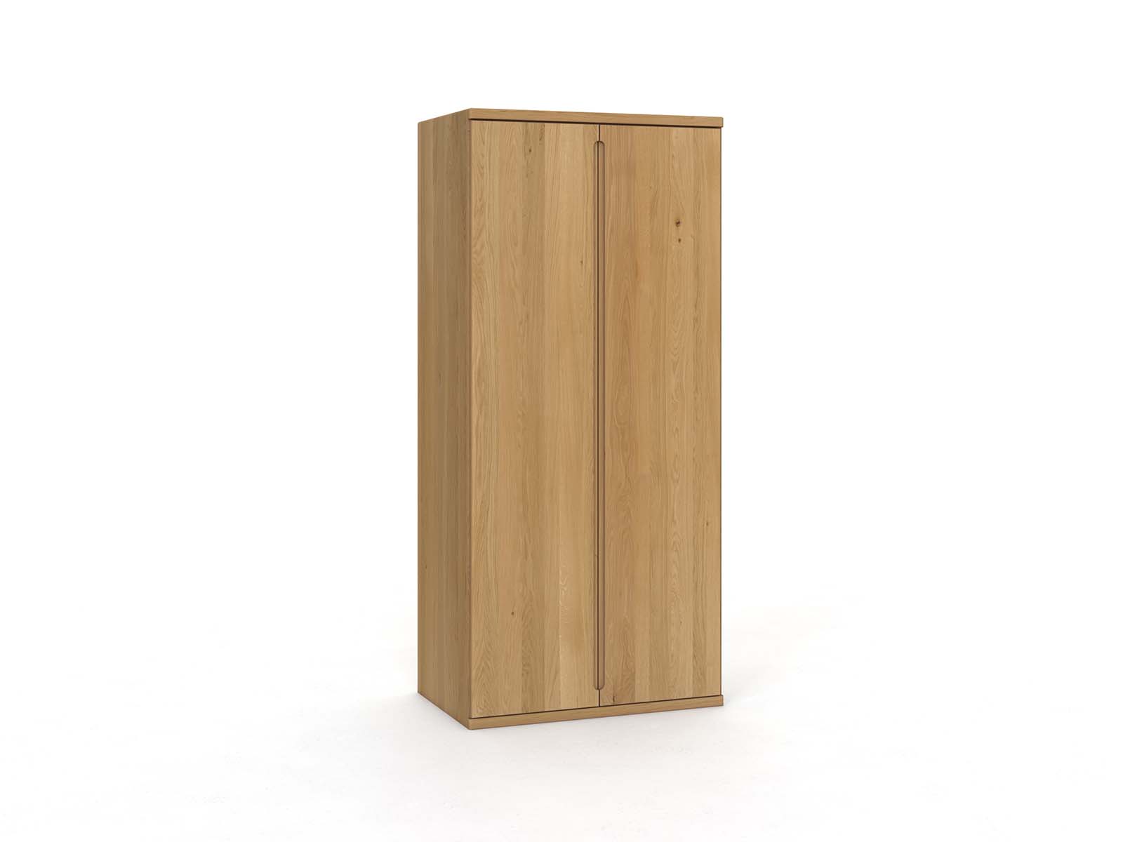 Eichenschrank Hell „Valentin“, 2-türig, Höhe 220 cm, Griffausführung „Lukas“
